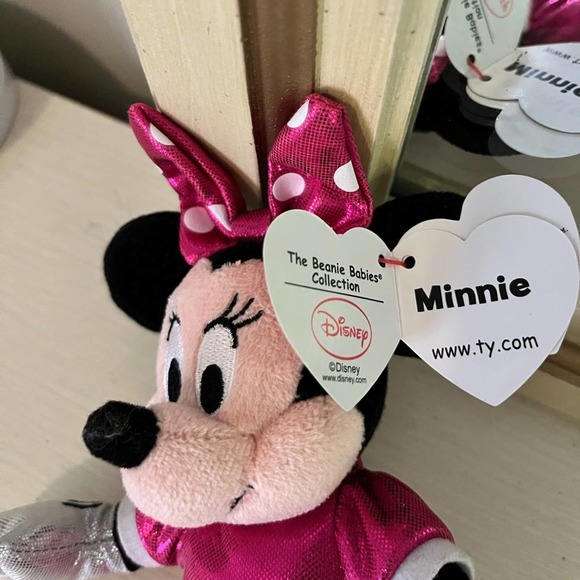 TY Beanie Baby Disney MINNIE MOUSE Sparkle NWT Pink Polka Dot - Picture 3 of 3